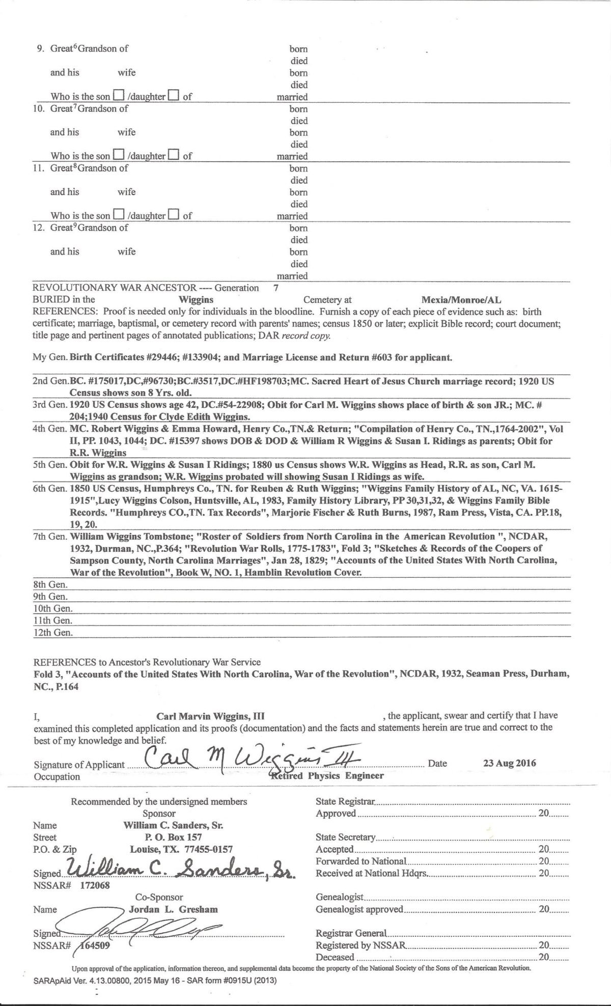 Sar Application Form Example GENEALOGY - Cradle of Texas Chapter #33 Sons of the American Revolution