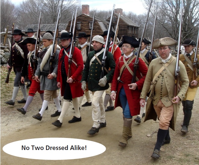 American revolution war soldier with flag of colonies over